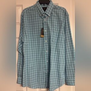 F/X Fusion Men's Teal and Navy Checkered Shirt